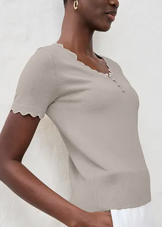 Sweter z domieszką jedwabiu • jasny piaskowy - biel wełny • bonprix obchod