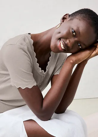 Sweter z domieszką jedwabiu • jasny piaskowy - biel wełny • bonprix obchod