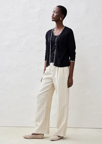 Fijn gebreide trui met zijde, 1/2 mouw • zwart/wolwit • bonprix online shop