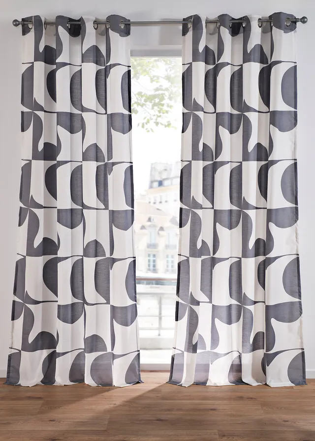 Záclona s grafickou potlačou z recyklovaného polyesteru (1 ks v balení)