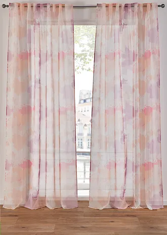 Záclony z lehkého voálu (2 ks v balení), barva: světle růžovo-světle broskvovo-bílá
