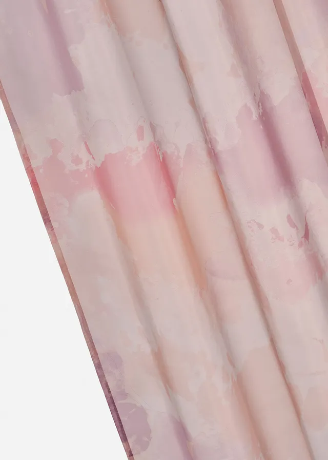 Lot de 2 voilages imprimés, Couleur: rose clair/pêche clair/blanc