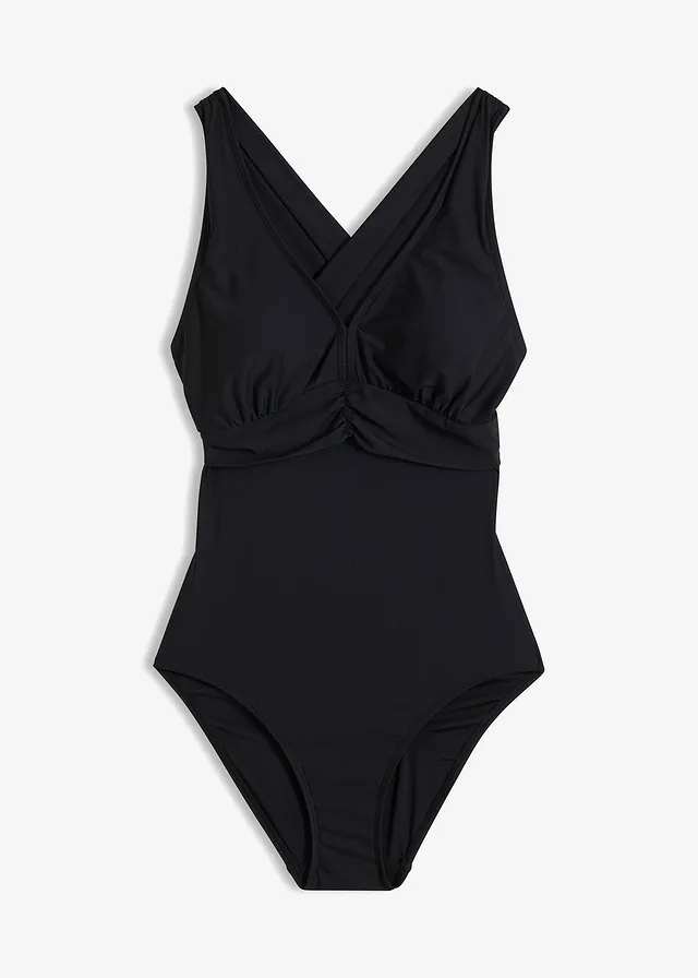 Costum de baie cu bretele încrucișate, cu efect de modelare ușor