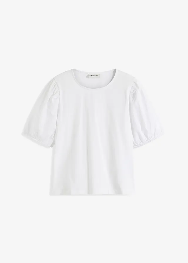 Shirt met ballonmouwen, Kleur: wit