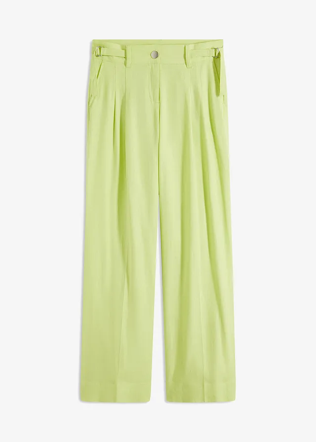 Pantaloni tip palazzo din amestec lejer cu in