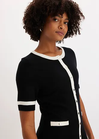 Gebreide jurk met viscose • zwart/wolwit • bonprix online shop
