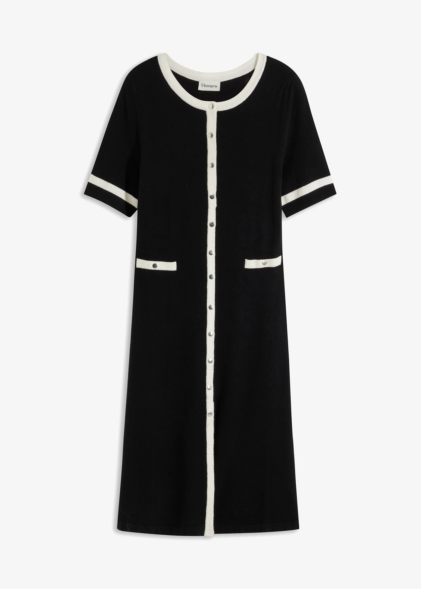 Gebreide jurk met viscose • zwart/wolwit • bonprix online shop