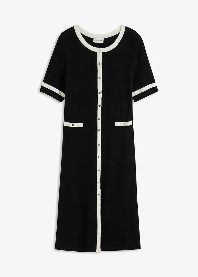 Robe en maille • noir-écru • Boutique bonprix