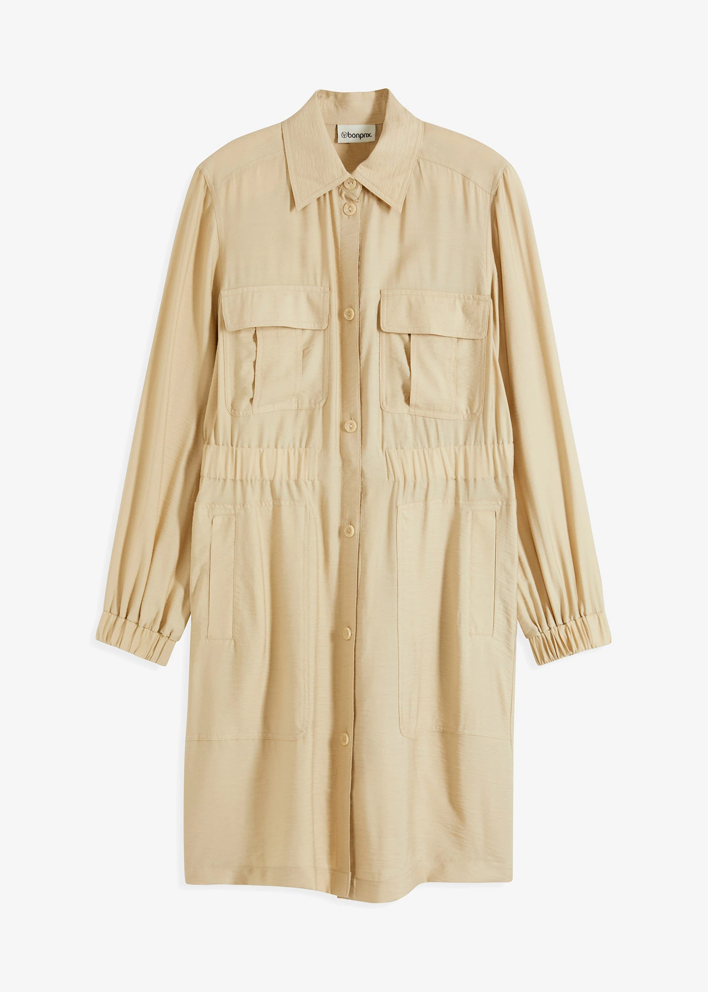 Sukienka szmizjerka z miękkiej mieszanki wiskozy • zielono-beżowy • bonprix obchod