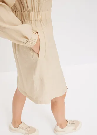 Sukienka szmizjerka z miękkiej mieszanki wiskozy • zielono-beżowy • bonprix obchod