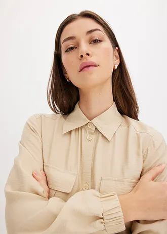 Sukienka szmizjerka z miękkiej mieszanki wiskozy • zielono-beżowy • bonprix obchod