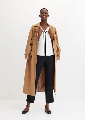 Shirt met contrasterende boorden, Kleur: wolwit-zwart