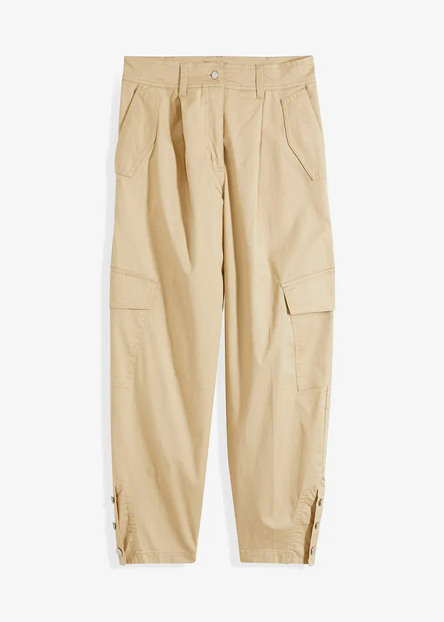 Cargo broek van katoen-stretch, Kleur: groenbeige