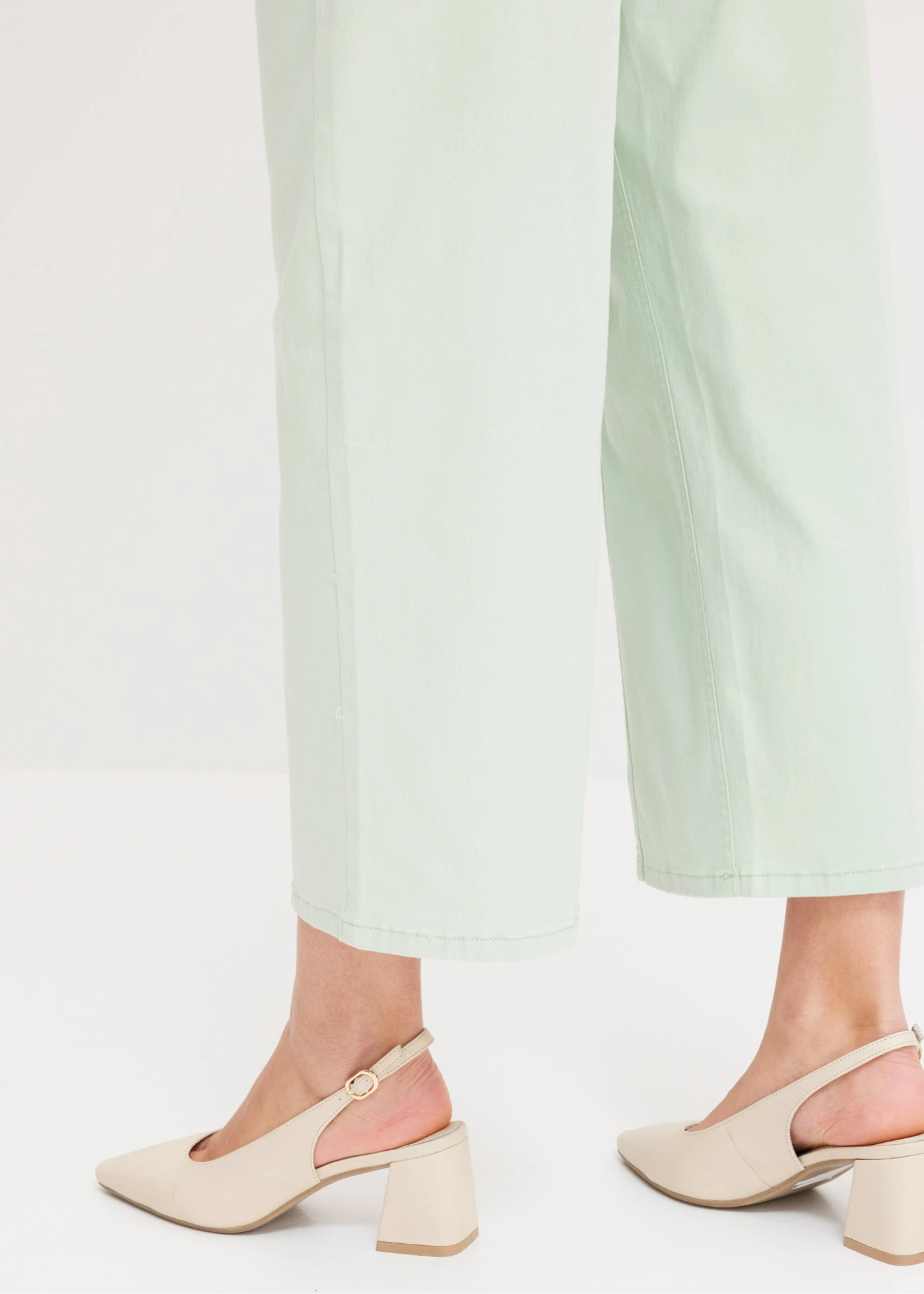 Stretch twill broek met riem • licht riet used • bonprix online shop