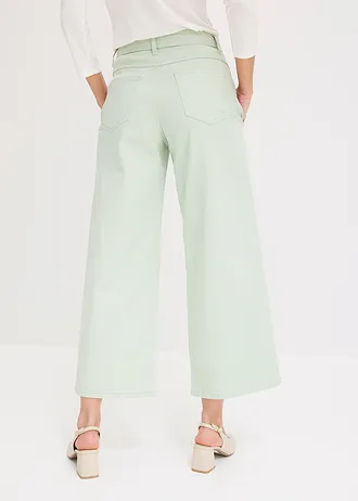Stretch twill broek met riem • licht riet used • bonprix online shop
