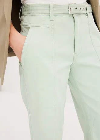Stretch twill broek met riem • licht riet used • bonprix online shop