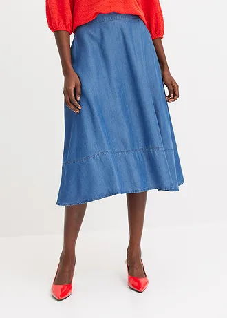 Midirok van lyocell met elastisch tailleband • blue stone • bonprix online shop
