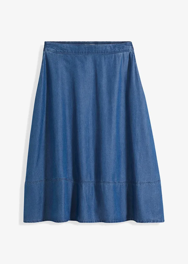 Midirok van lyocell met elastisch tailleband • blue stone • bonprix online shop