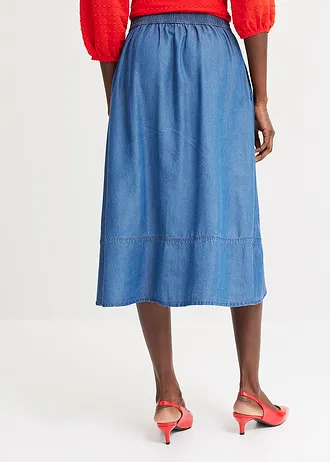 Midirok van lyocell met elastisch tailleband • blue stone • bonprix online shop