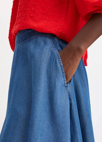 Midirok van lyocell met elastisch tailleband • blue stone • bonprix online shop