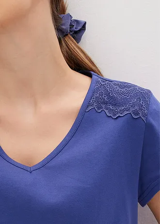 Piżama z szerokimi spodniami culotte 3/4 • ciemny pacyfik • sklep bonprix