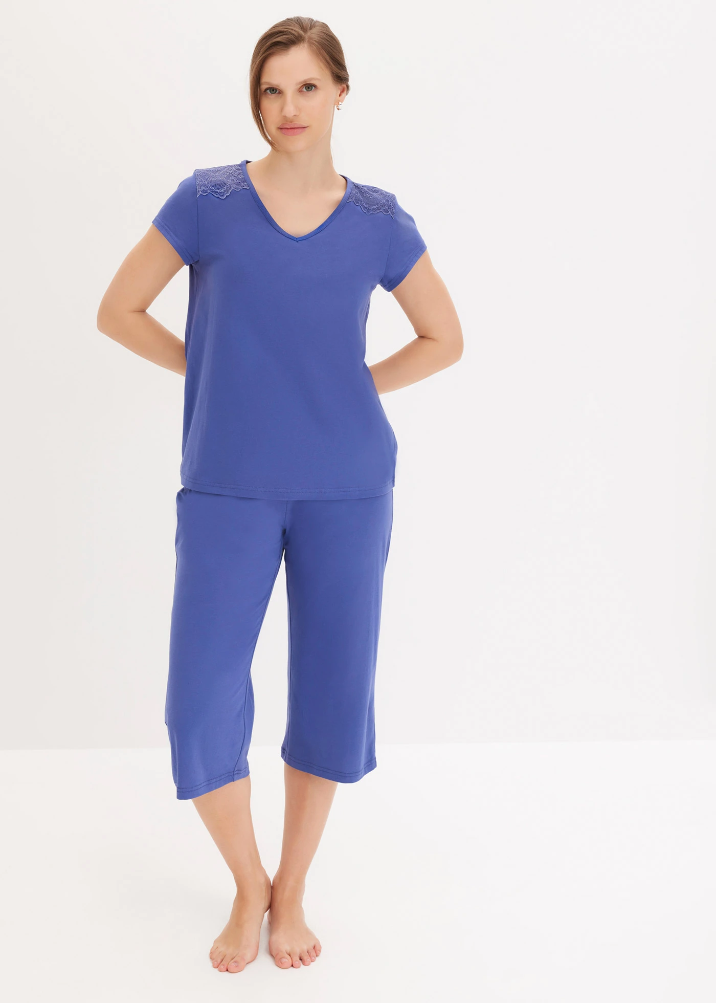 Capri pyjama met wijde culotte • donker pacific • bonprix online shop