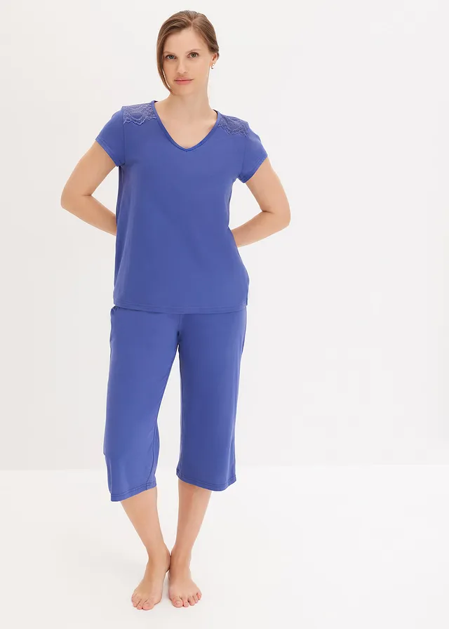 Capri pyjama met wijde culotte • donker pacific • product-page.page-title-suffix