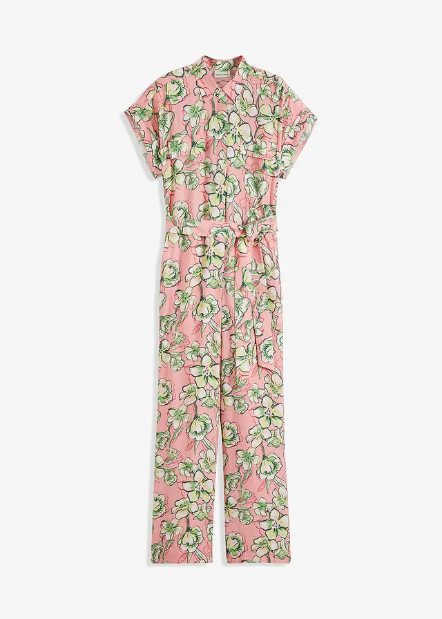 Jumpsuit van vloeiende viscosemix, Kleur: soft roze gedessineerd