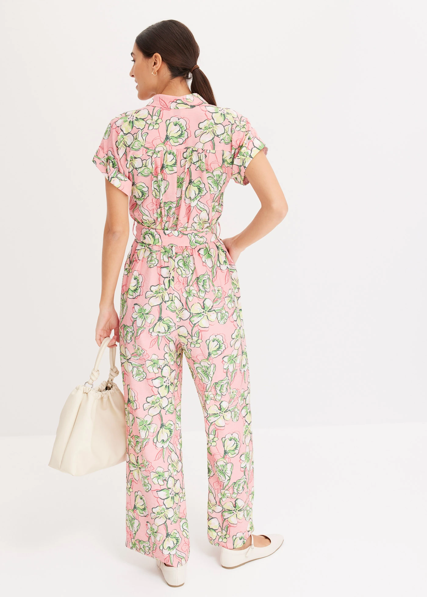 Jumpsuit van vloeiende viscosemix • soft roze gedessineerd • bonprix online shop