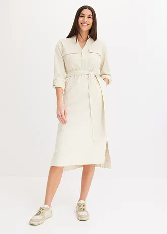 Midi overhemdjurk, Kleur: ecru