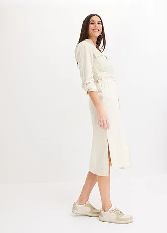 Midi overhemdjurk, Kleur: ecru