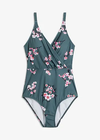 Stahovací jednodílné plavky se zavinovacím vzhledem, lehký tvarující efekt