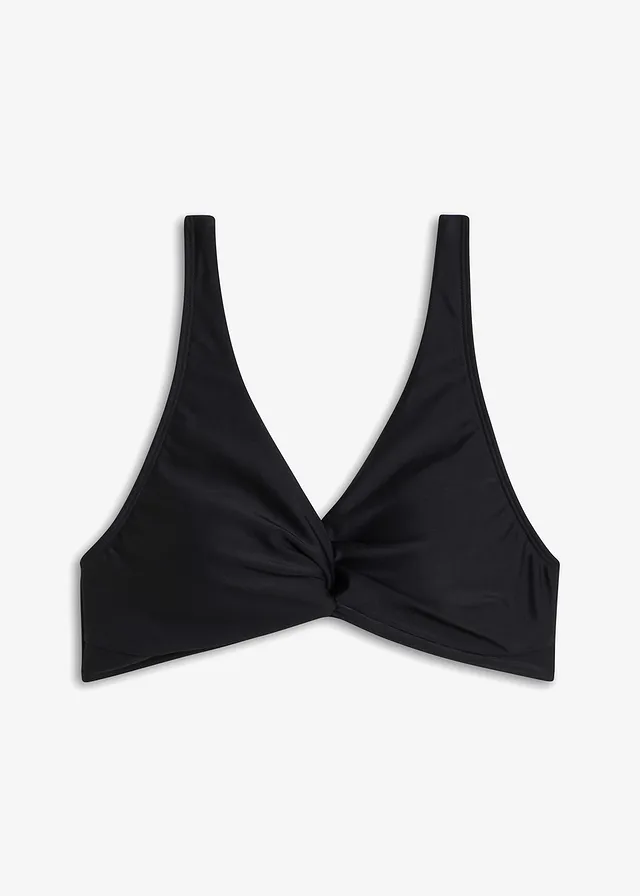Bikinitop met knoopdetail, Kleur: zwart