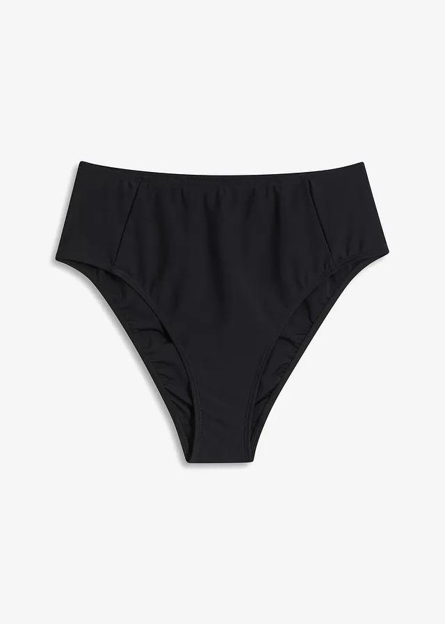 Bas de bikini taille haute, échancré, Couleur: noir