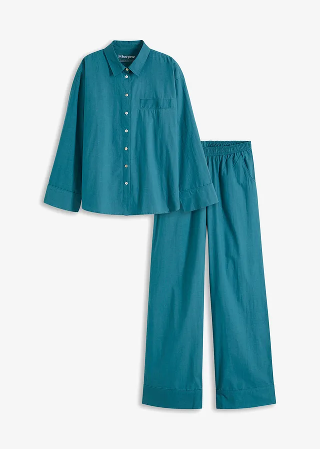 Pijama oversized țesută din bumbac