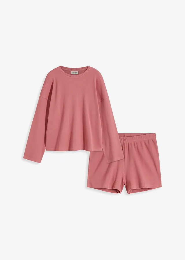 Costum de casă shorty din jerseu structurat