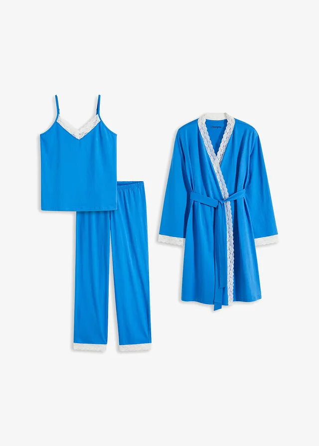 Pijama și halat (set de 3 piese)