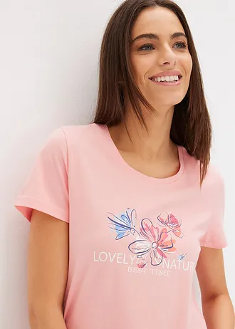 Pijama cu pantaloni scurți • roz soft/bleumarin profund cu flori • magazin bonprix