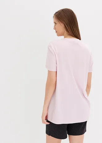 Shortama met korte legging, Kleur: poederlila/zwart gestippeld