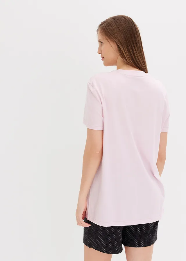 Shortama met korte legging, Kleur: poederlila/zwart gestippeld