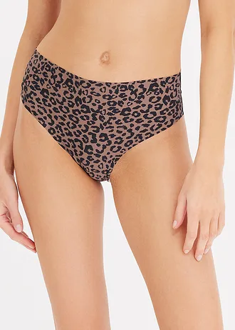 Maxi kalhotky nezanechávající otisky, z mikrovlákna (4 ks v balení), barva: černá + matně hnědá s potiskem