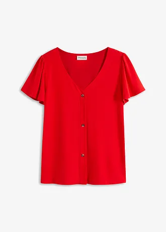 Shirt met knoopsluiting, Kleur: aardbeirood