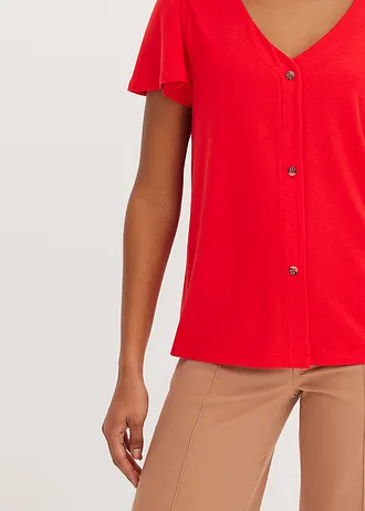 Shirt met knoopsluiting • aardbeirood • bonprix online shop