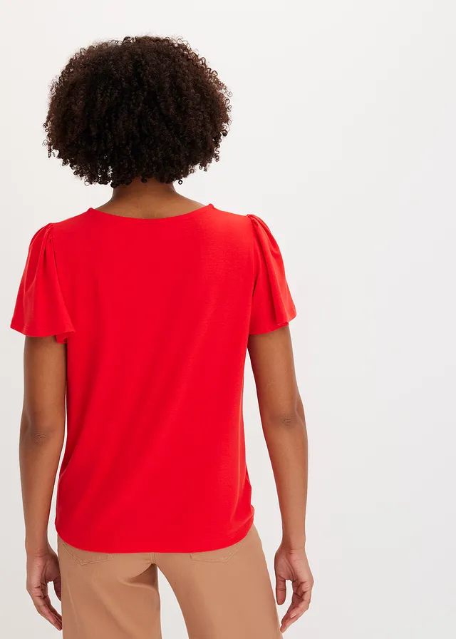 Shirt met knoopsluiting, Kleur: aardbeirood