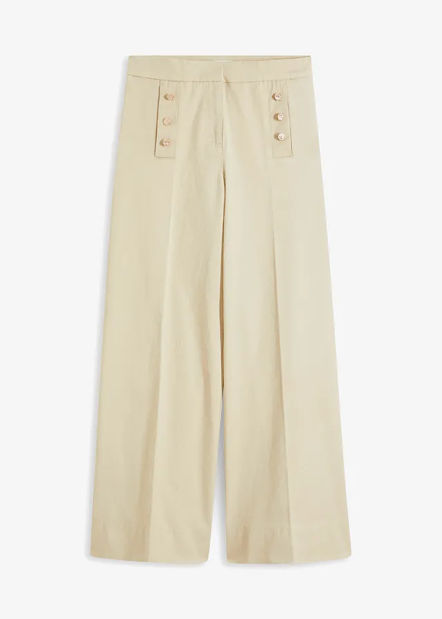 Pantaloni din twill cu nasturi decorativi