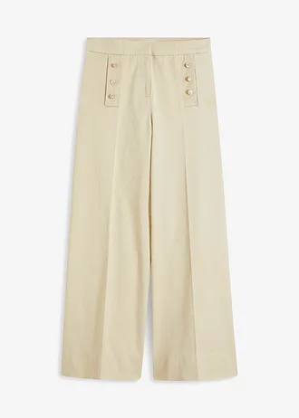 Twill broek met docoratieve knopen • lichtsand • bonprix online shop