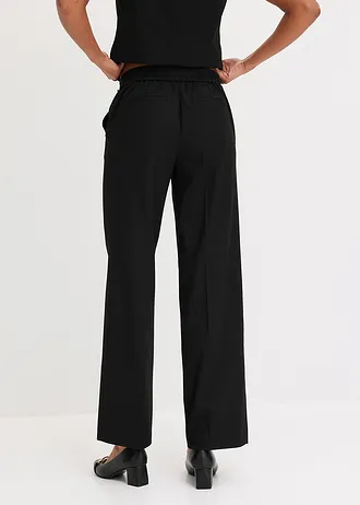 Pantalon large à pinces et boutons décoratifs • noir • Boutique bonprix