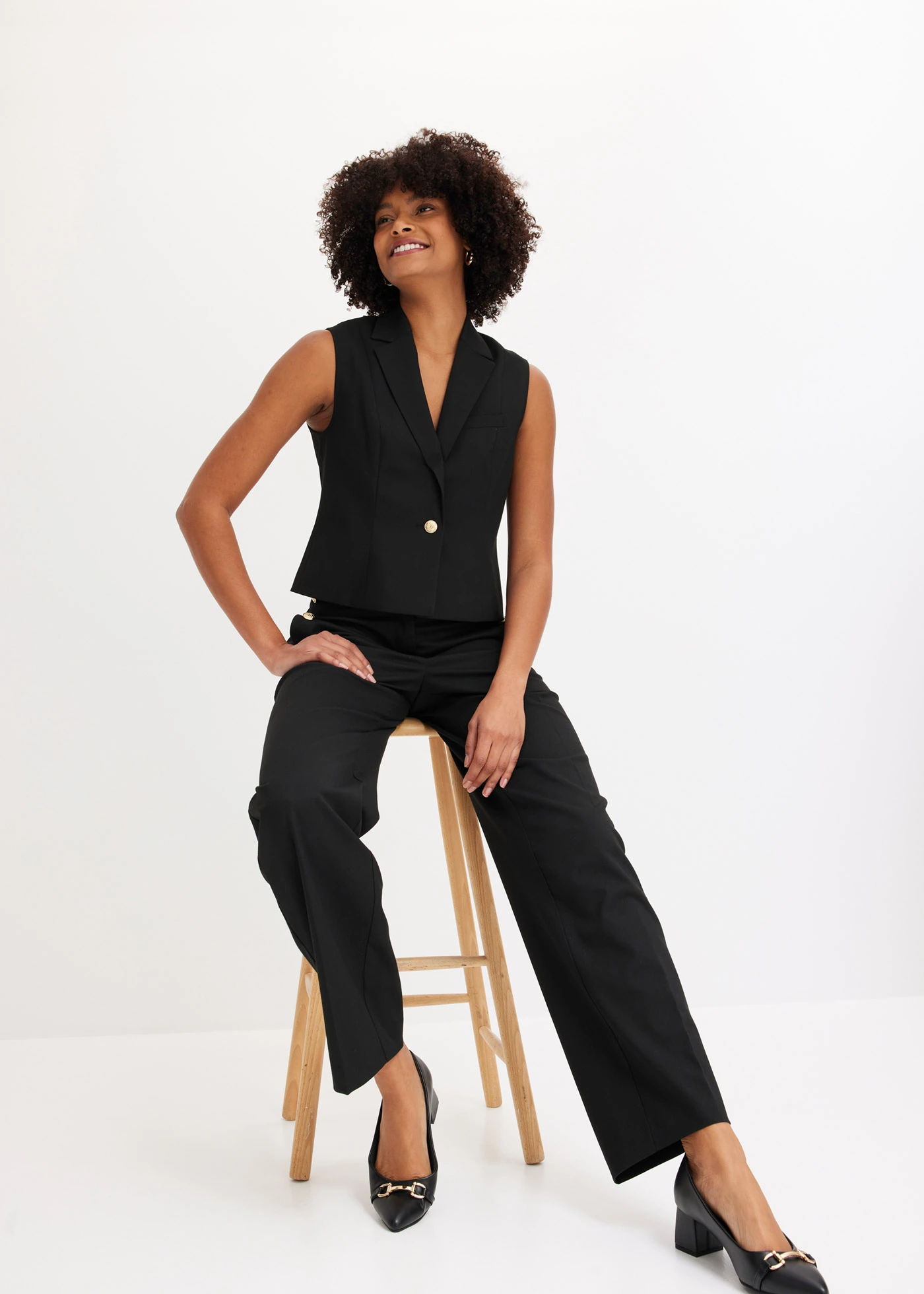 Marlene Dietrich broek met sierknopen • zwart • bonprix online shop