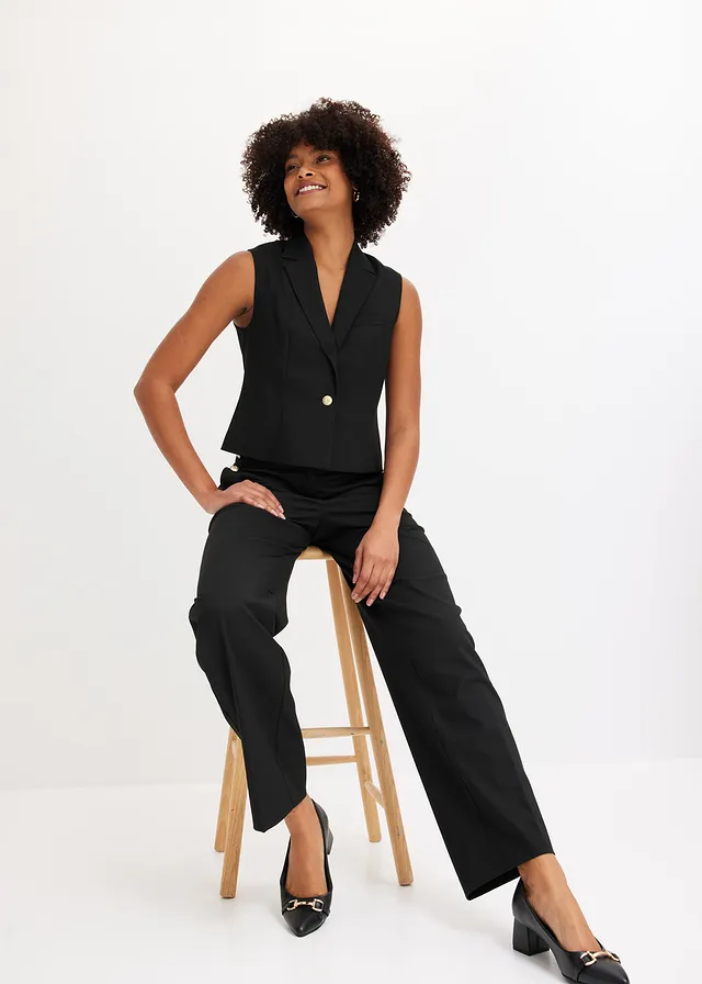 Pantalon large à pinces et boutons décoratifs • noir • product-page.page-title-suffix
