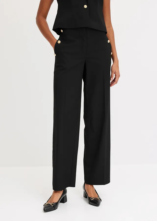 Pantalon large à pinces et boutons décoratifs • noir • product-page.page-title-suffix